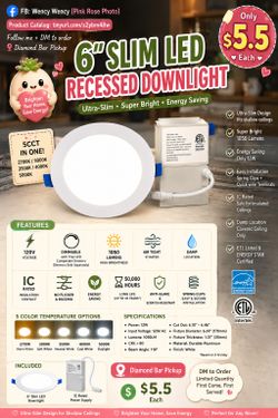 $5.5-6” Slim LED Recessed Light 5CCT ETL Dimmable