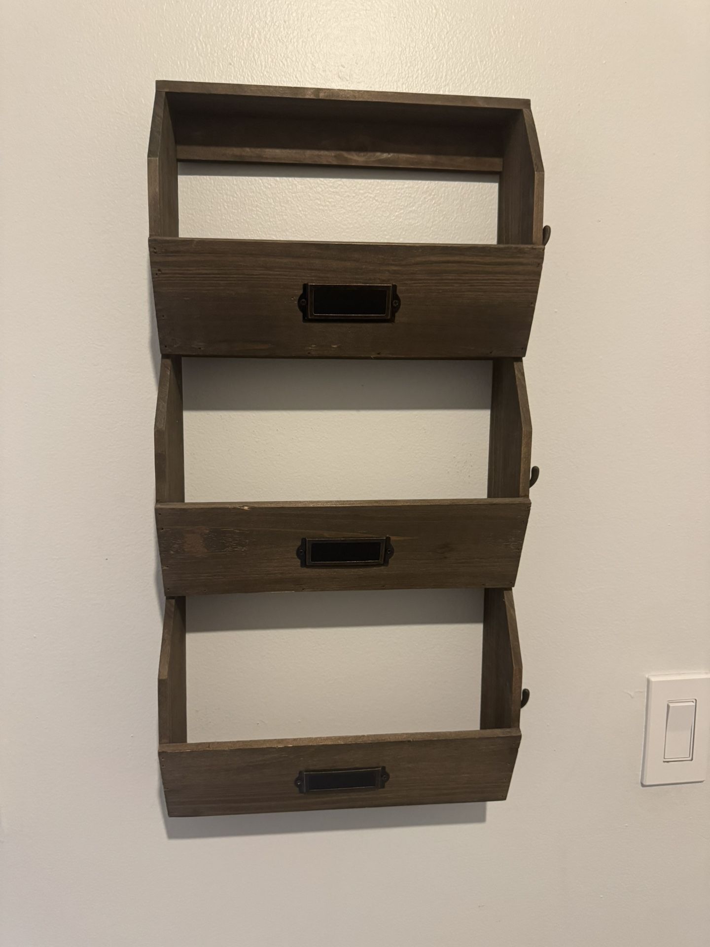 Rustic 3-Tier Wooden Wall Organizer / Mail Sorter