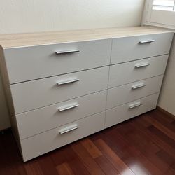 Modern 6-Drawer Dresser – White & Wood Finish