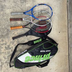 Qty(4) Used Tennis Rackets, Bag Included