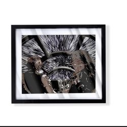 Han Solo and Chewbacca going light speed on the millennium falcon custom art