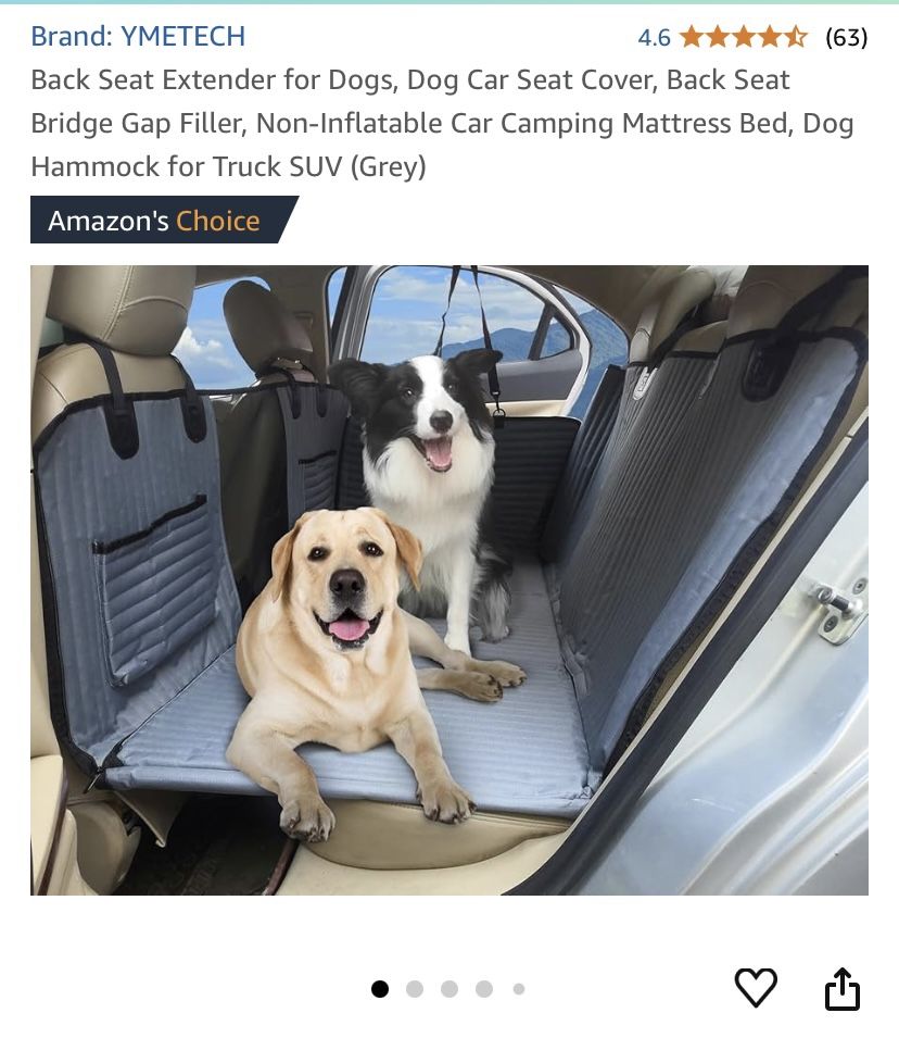 YMETECH Universal Back Seat Extender for Dogs Car Seat Cover Hammock Non Inflatable Grey NEW $50