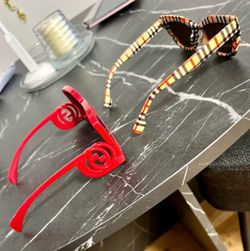 Plaid Cat-Eye Sunglasses & Red Sunglasses