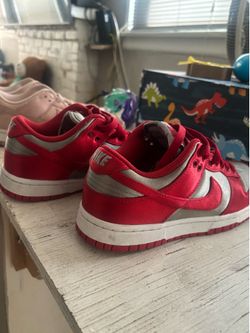 Red and grey nike dunks