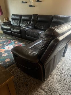 Brown leather sofas