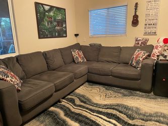 Gray Fabric L-Shaped Sectional Sofa