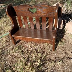 VINTAGE SOLID OAK HAND MADE DOOL BENCH