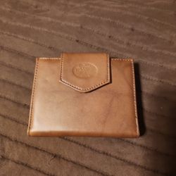 Vintage Buxton Floral Brown Cowhide Leather Women's Small Wallet Coin Purse