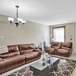 Brown Reclining Leather Sofa (2)