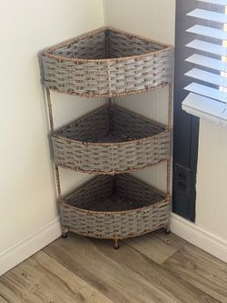 3 tier wicker stand