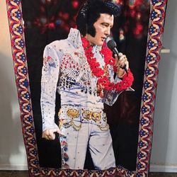 Vintage 1985 Elvis Presley Aloha Hawaii Velvet Wall Tapestry ATC New York