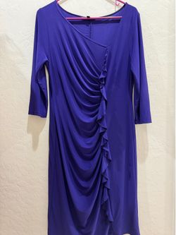 Purple Ruched Ruffle Dress Size S