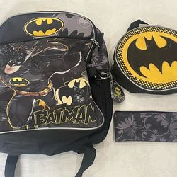 BioWorld Batman Backpack w/ Batman hand pail & pencil holder