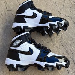 New Nike Jordan 1 Mid Cleats White Black Panda Youth 1Y