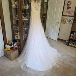 Wedding Dress Size 12 Veil Crinolines Bridal Belts Beige