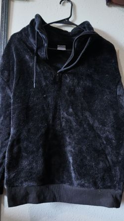 Black Fuzzy Half-Zip Hoodie