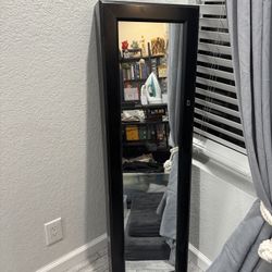 Black Wall Mounted Jewelry Cabinet/ Armoire- Used