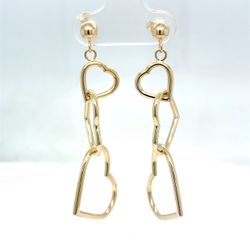 14Kt Yellow Gold Hanging Hearts Earrings 1.80g 21968356
