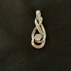 Stamped 925 Sterling Silver Pendant/Tiny Diamond here Is A Pretty925 
