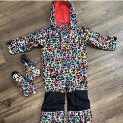 Burton toddler one piece snowsuit with matching mittens