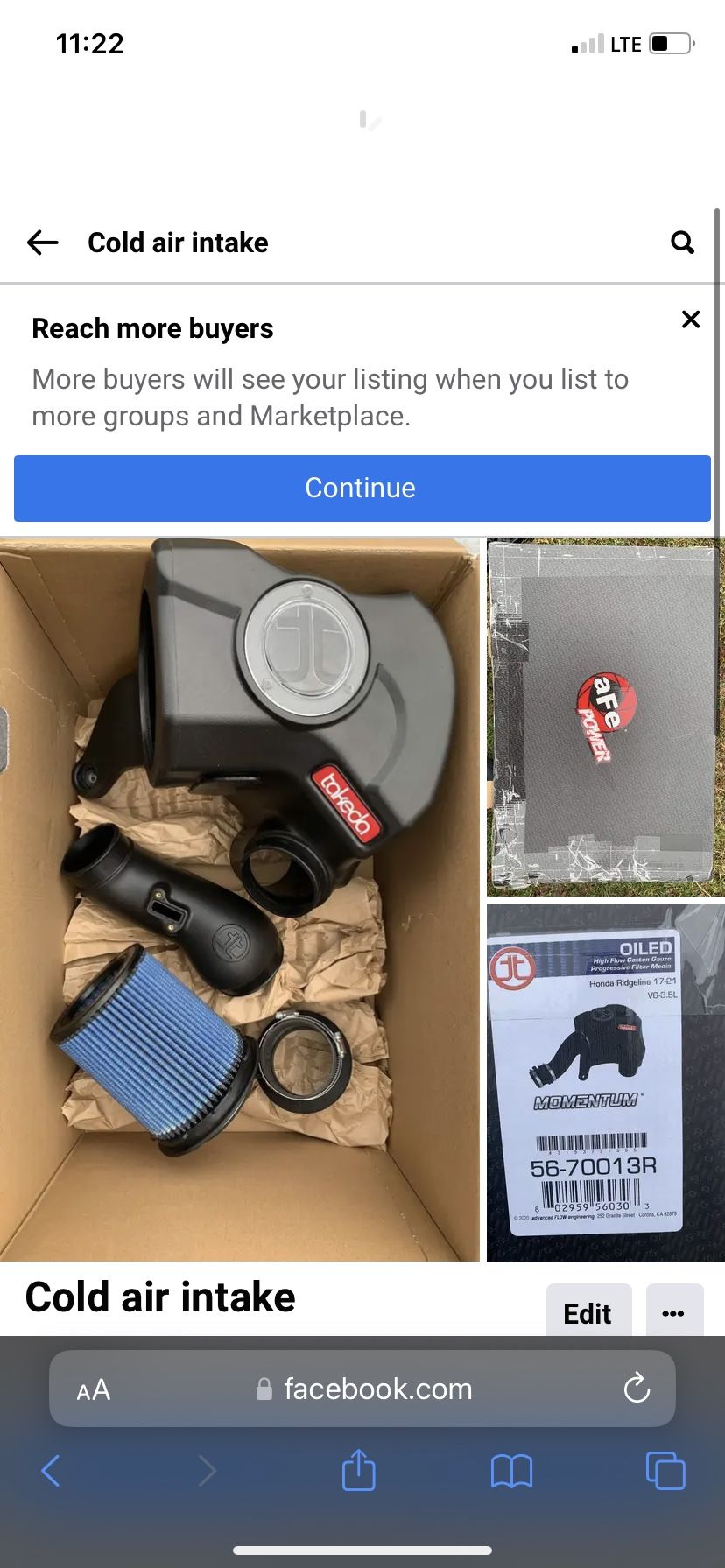 2017 Acura MDX Cold Air Intake