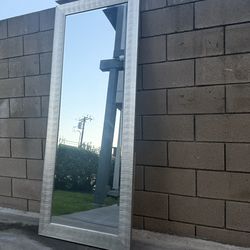 Full Length Mirror Silver Wood Frame