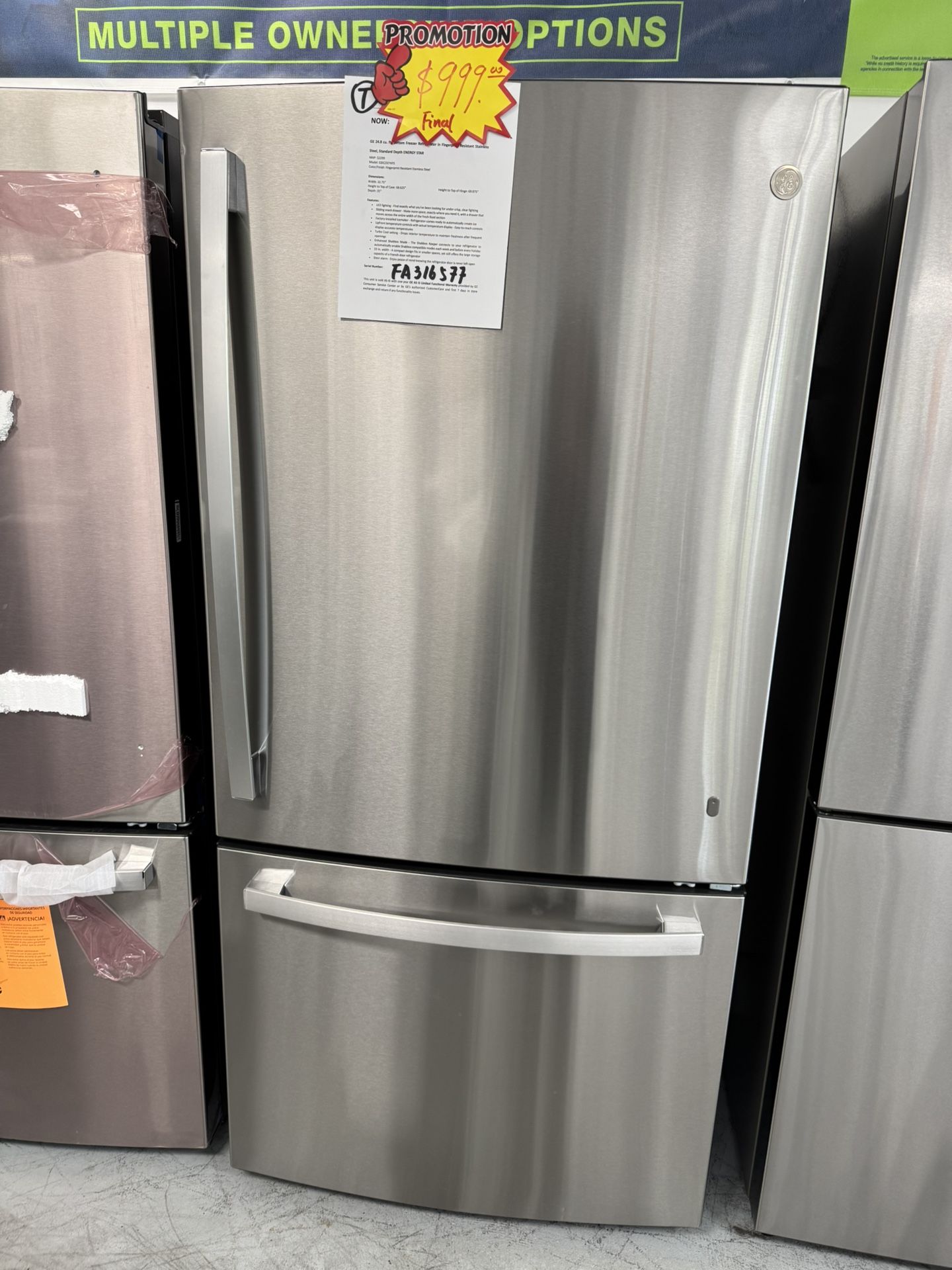 33 Inches Wide Bottom Freezer Refrigerator With Ice Maker