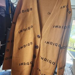 INDIGO HAND KNIT CARDIGAN $150 MSRP