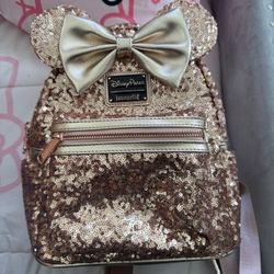 Rose Gold Loungefly Disney Backpack 