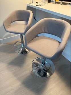 2 Gray Barstools w/ Adjustable Height