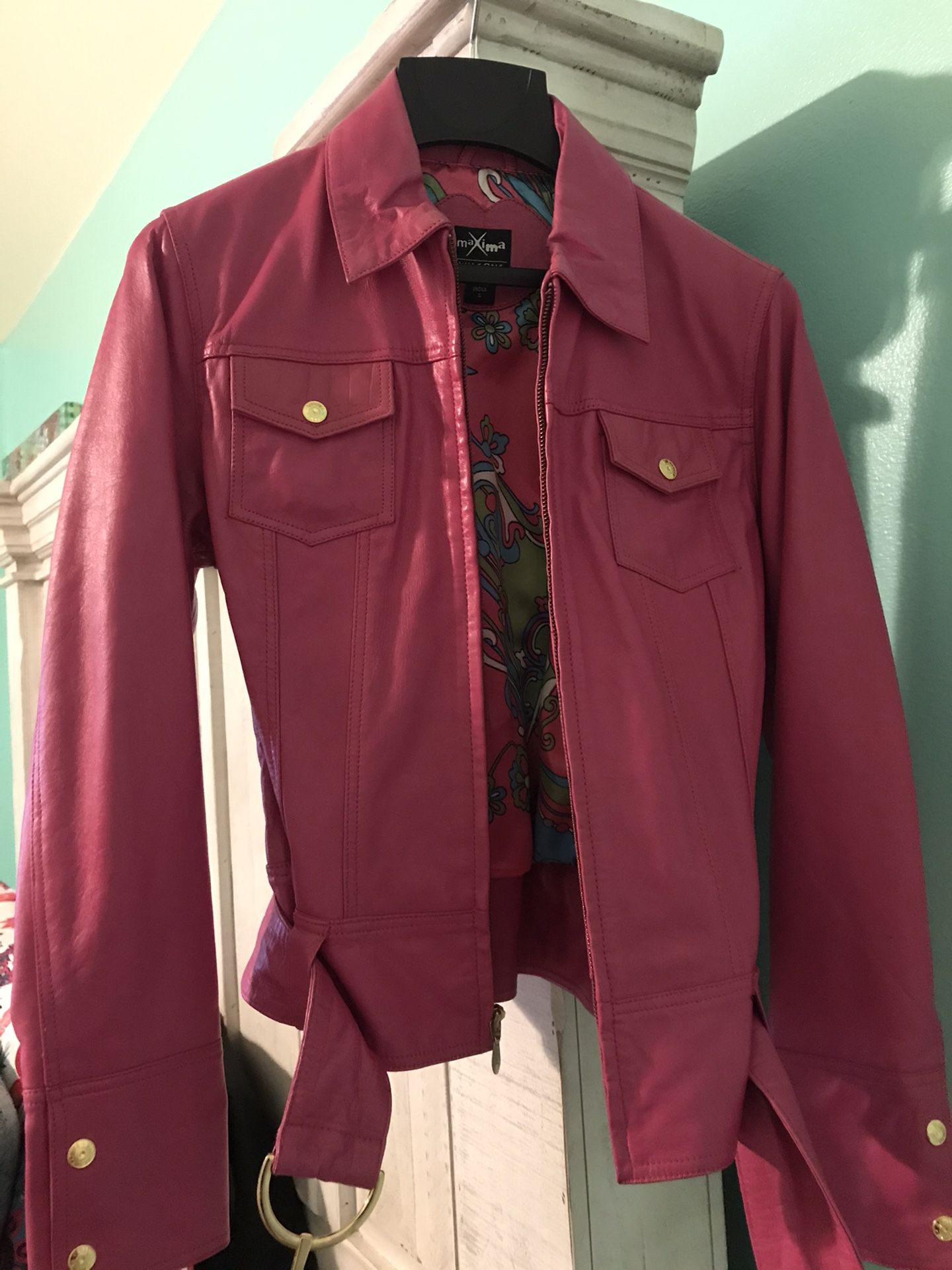 Wilson’s real leather hot pink coat size Small