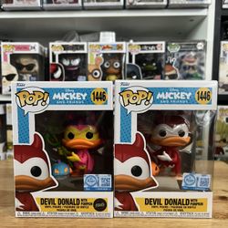 IN HAND EXC LE BLACKLIGHT CHASE BUNDLE Devil Donald Duck Funko Pop #1446 Disney