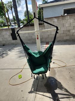  Hanging Hammock Swing Chair with Ropes, Made with Large Macrame Weave and Pocket for Comfort, with Accessory Kit, 330 lbs Max, 2 Cushions Included (G