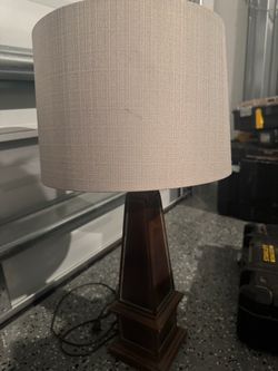 Wooden Base Table Lamp with Fabric Drum Shade