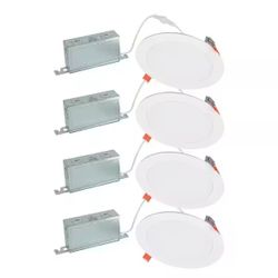 4-Pack 6" Slim LED Recessed Lights - Canless 5CCT 900 Lumens Dimmable