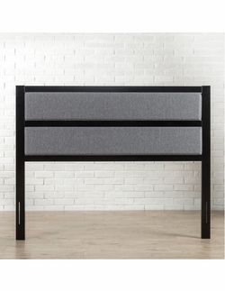 Brand new Black Metal Upholstered Headboard Gray Fabric