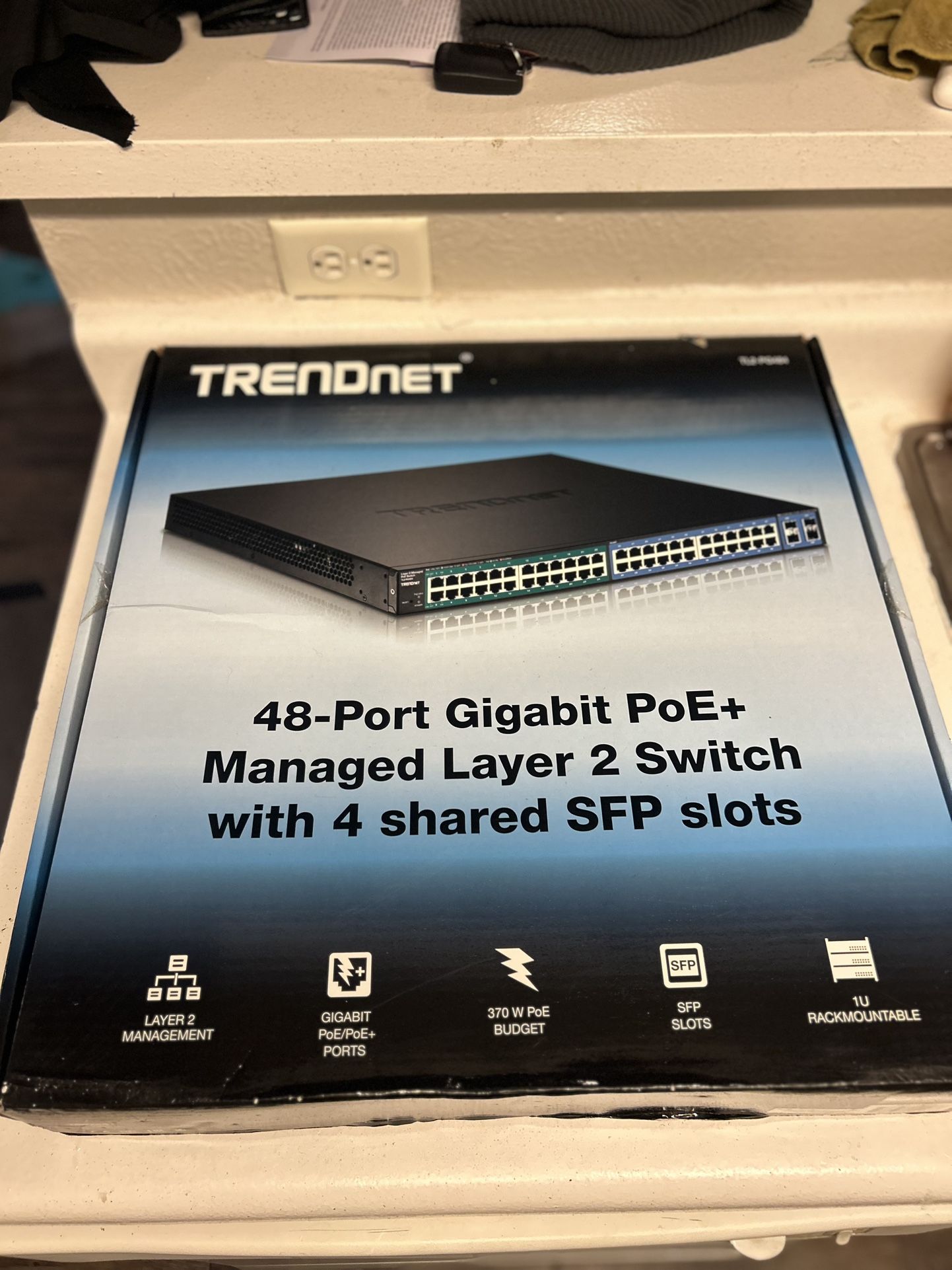 TRENDnet TL2-PG484 48-Port Gigabit PoE+ Managed Layer 2 Switch, 370W PoE Budget, 4 SFP Slots