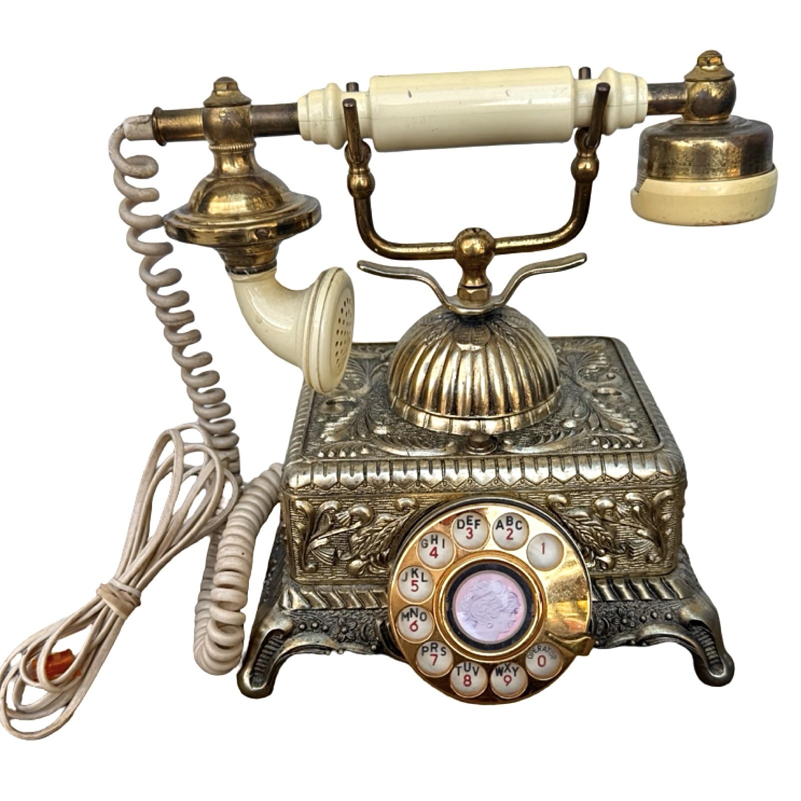 Vintage Baroque Monarch Telephone Brass By Onyx Landline Cord Rotary *As Is