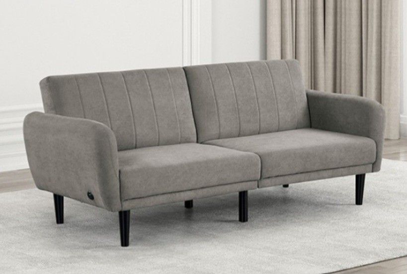 Brand New Light Grey Futon Sofa Sleeper