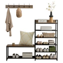 New 6-Tier Coat Rack Shoe Bench Set