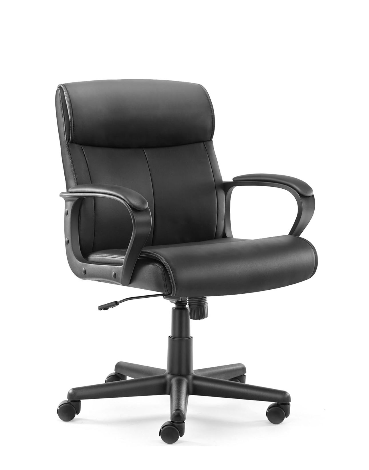 Ergonomic Home Office Chair, Heavy Duty Desk Chair Adjustable Height 360° Swivel Rolling PU Leather Gaming Chair with Lumbar Support, Padded Armrest f