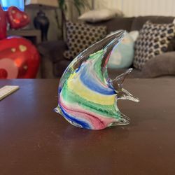 Title: Handblown Colorful Art Glass Angel Fish Figurine/Sculpture