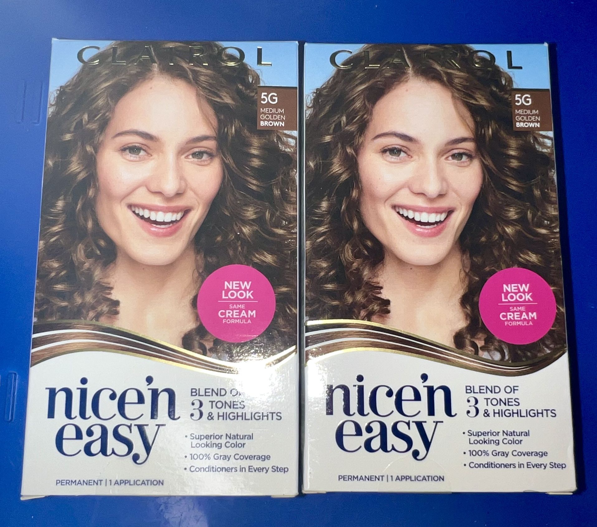 Clairol Nice'n Easy Permanent Hair Color #5G Medium Golden Brown 2 boxes