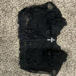 Size Small Romwe Black Cross Lace Corset