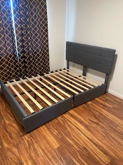 Modern Full Size Bed Frame with Storage