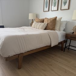 Modern Wooden Platform Queen Bed Frame