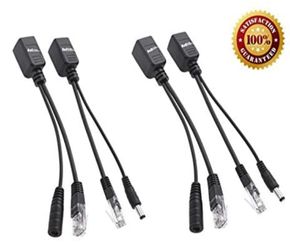 Passive PoE Injector and Splitter Kit with 5.5x2.1 mm DC Power Adapter Connector,Black