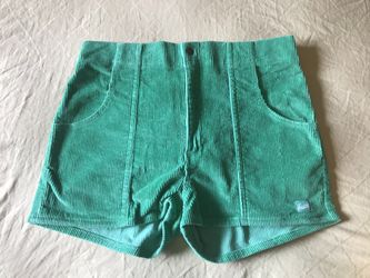 Hammies Womens Green Roller Skate Corduroy High Waist Shorts Sz 34 Retro Style