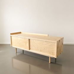 Modern wood media console / record cabinet / solid pine/mcm/credenza