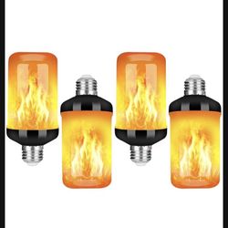 LED Flame Effect Fire Light Bulb, Upgraded 4 Modes Flickering Fire Christmas Decorations Lights, E26 Base Flame Bulb with Upside Down Effect (Black, 4